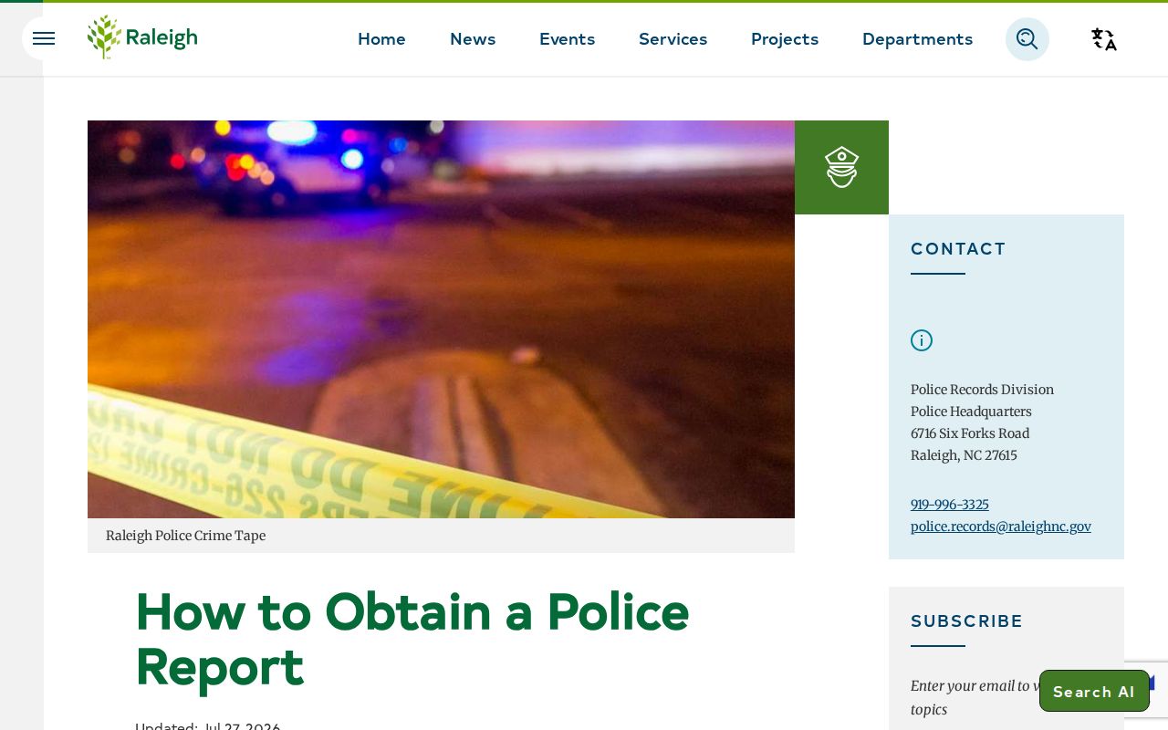 Raleigh official police report and incident record resources